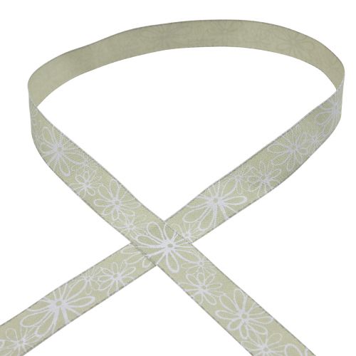 Artikel Cadeaulint groen bloemenlint pastel 25mm 18m