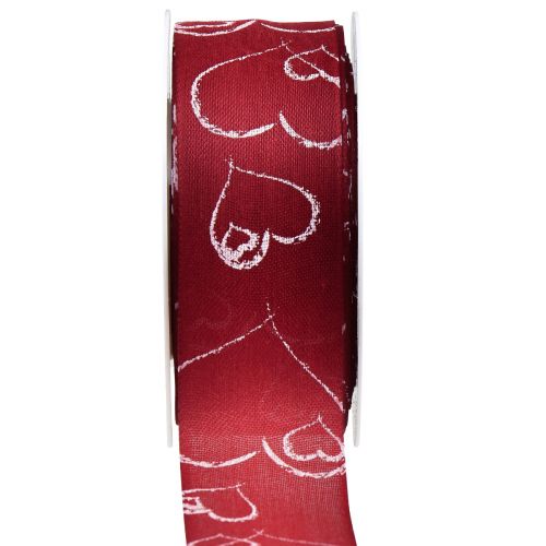 Floristik24 Cadeaulint rood lint met hartjes decoratief lint 40mm 16m