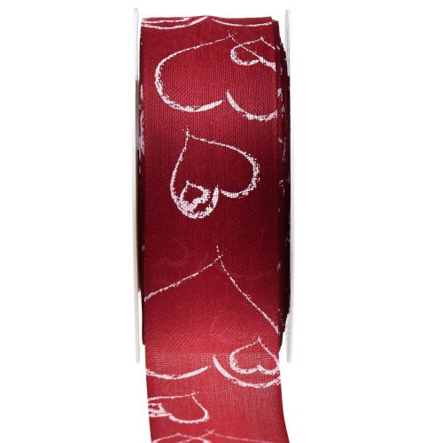 Cadeaulint rood lint met hartjes decoratief lint 40mm 16m