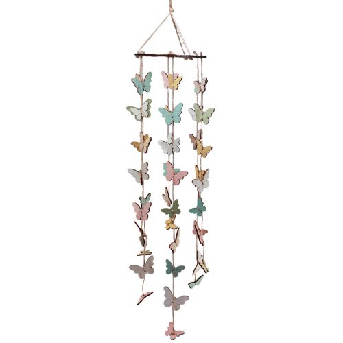 Windgong decoratie vlinders raamdecoratie hout Ø15cm 55cm