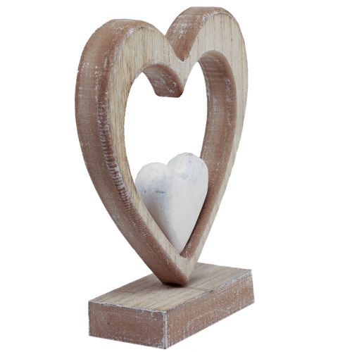 Floristik24 Decoratief hart houten decoratiestandaard tafeldecoratie vintage H17,5cm