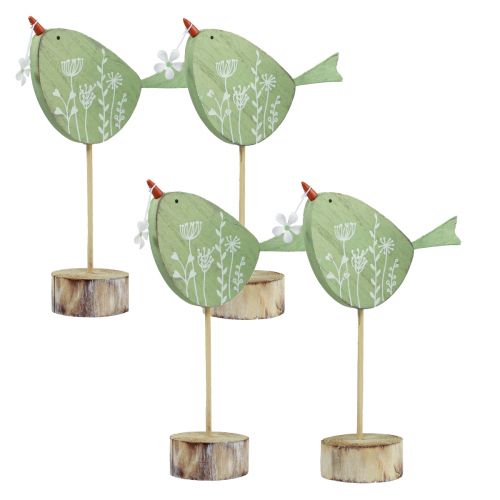 Floristik24 Decoratieve vogel tafeldecoratie Pasen houten decoratie mint 18x13,5cm 4 stuks