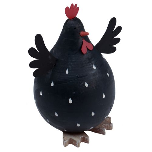 Artikel Decoratieve kip zwart houten decoratie kip Paasdecoratie hout H13cm