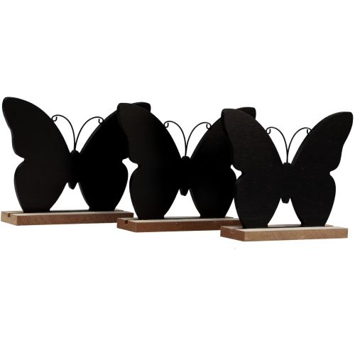 Tafeldecoratie Houten Decoratie Vlinder Zwart Natuurlijk 12cm 6 Stuks