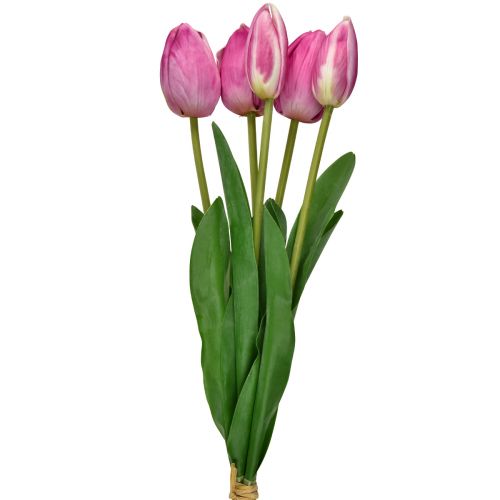 Floristik24 Roze Tulpen Decoratie Real Touch Kunstbloemen Lente 49cm 5 st