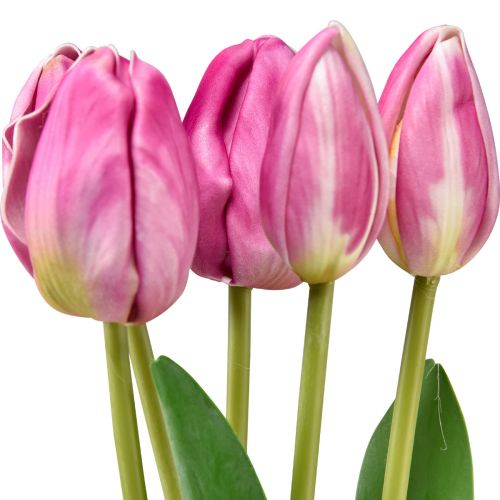 Floristik24 Roze Tulpen Decoratie Real Touch Kunstbloemen Lente 49cm 5 st