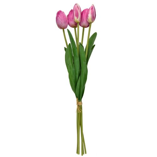 Floristik24 Roze Tulpen Decoratie Real Touch Kunstbloemen Lente 49cm 5 st