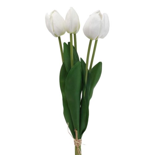 Artikel Witte Tulpen Decoratie Real Touch Kunstbloemen Lente 49cm 5st