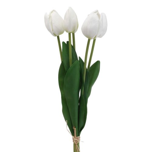 Witte Tulpen Decoratie Real Touch Kunstbloemen Lente 49cm 5 st