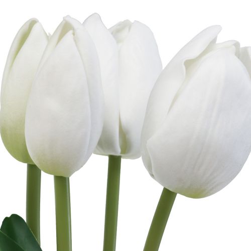 Artikel Witte Tulpen Decoratie Real Touch Kunstbloemen Lente 49cm 5 st