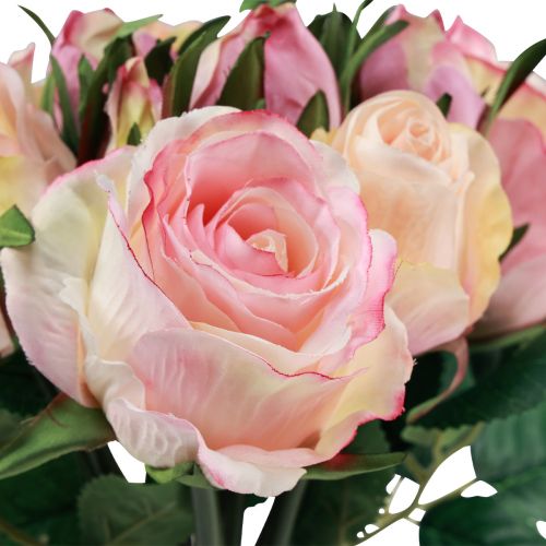 Artikel Kunstrozen roze crème kunstrozen decoratie 29cm 12 st