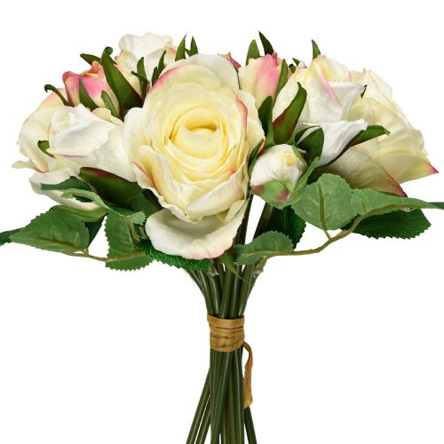 Artikel Kunstrozen Crème Geel Roze Kunstrozen Decoratief Boeket 29cm 12 st