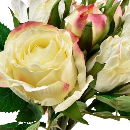 Artikel Kunstrozen Crème Geel Roze Kunstrozen Decoratief Boeket 29cm 12 st
