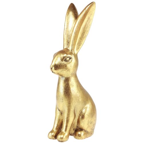 Floristik24 Decoratieve Paashaas Goud Paasdecoratie Konijn Zittend Antiek H36cm