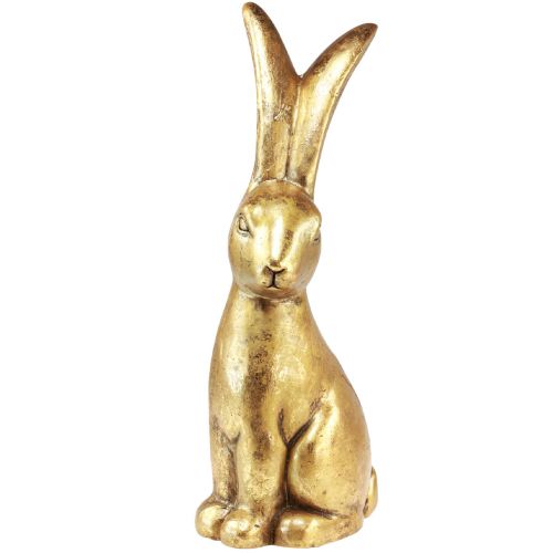 Floristik24 Decoratieve Paashaas Goud Paasdecoratie Konijn Zittend Antiek H50cm