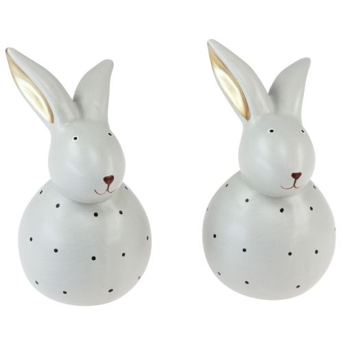 Floristik24 Paashaas decoratiefiguren konijnen met stippenpatroon 17cm 2st