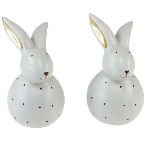 Artikel Paashaas decoratiefiguren konijnen met stippenpatroon 17cm 2st