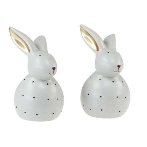 Artikel Paashaas decoratiefiguren konijnen met stippenpatroon 13cm 2st