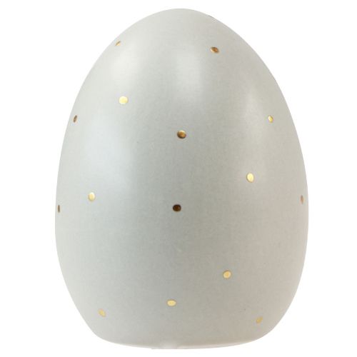 Artikel Paaseieren decoratie keramiek grijs goud met stippen 8,5cm 3 st