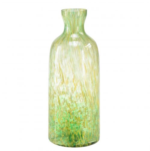 Floristik24 Decoratieve vaas glazen bloemenvaas geel groen patroon Ø10cm H25cm