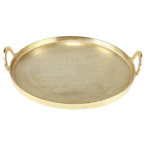Dienblad rond goudkleurig metalen dienblad met handvat 38×35×6,5cm