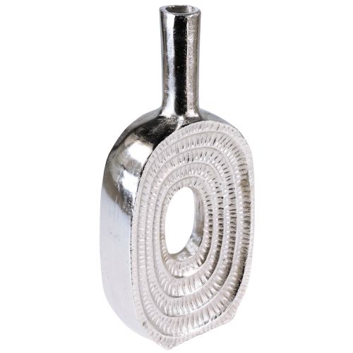 Floristik24 Decoratieve vaas zilverkleurige metalen vaas slakkenhuis spiraal H31cm