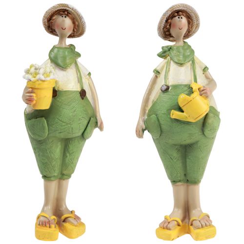 Floristik24 Decoratieve figuren tuinman tafeldecoratie zomer groen geel 16,5×5,5cm 2st