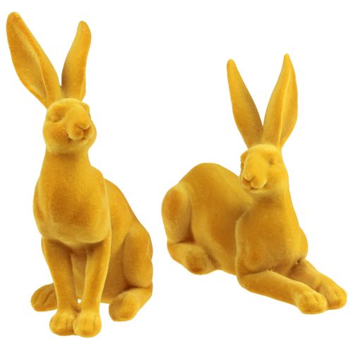Floristik24 Paashaas decoratief konijnfiguur curry Paashaaspaar 16cm 2 st