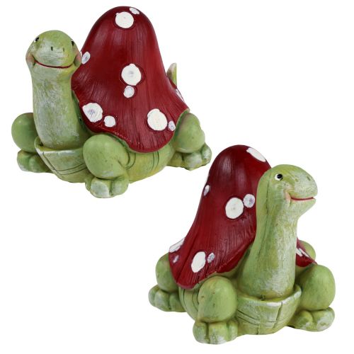 Artikel Schildpad decoratie vliegenzwam decoratie groen rood 10cm 2st