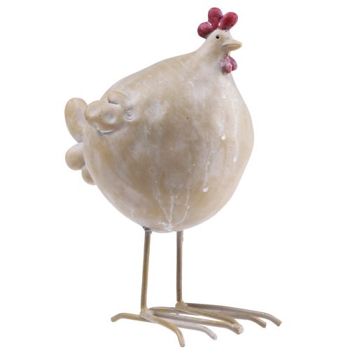 Floristik24 Decoratieve kip Paasdecoratie kippenfiguur beige rood 11×8×15,5cm