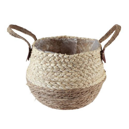 Floristik24 Mand met handvatten plantenmand zeegras jute Ø23cm H20cm