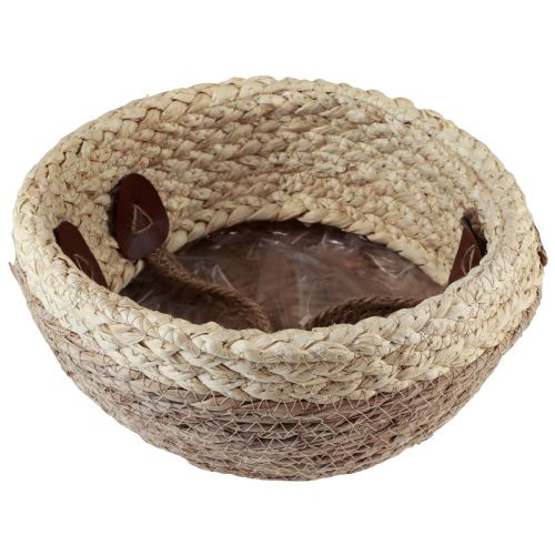 Artikel Mand zeegras tweekleurige mand met handvatten Ø25cm H24cm