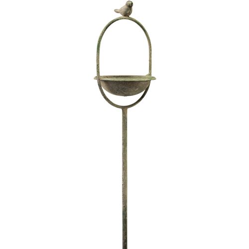 Floristik24 Decoratieve vogeldrankjes groen antiek met spies Ø11cm H55cm