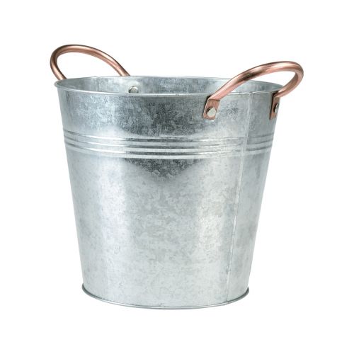 Artikel Bloempot met handvatten metalen sieremmer Ø21cm H19,5cm