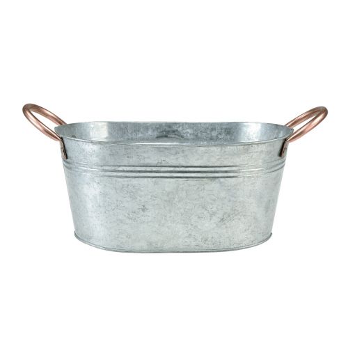 Bloemenschaal met handvatten metalen schaal tweekleurig 23×15,5×10,5cm