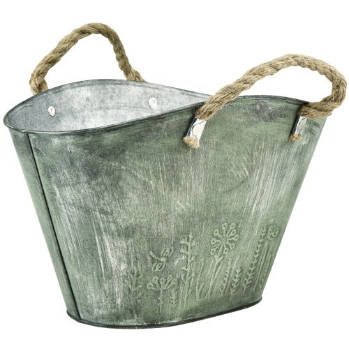 Artikel Bloempot met jute handvatten metalen handtas 31×20×17cm