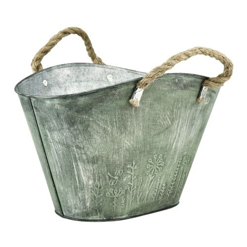 Artikel Bloempot met handgrepen tas metaal jute 24,5×17×15,5cm