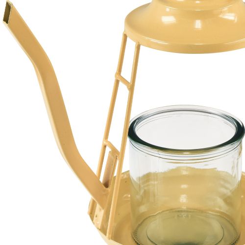 Artikel Theelichthouder glazen lantaarn theepot oranje Ø13cm 22cm
