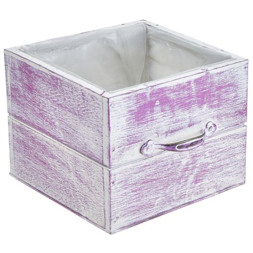 Artikel Plantenlade met handvat roze wit hout 12/15cm set van 2