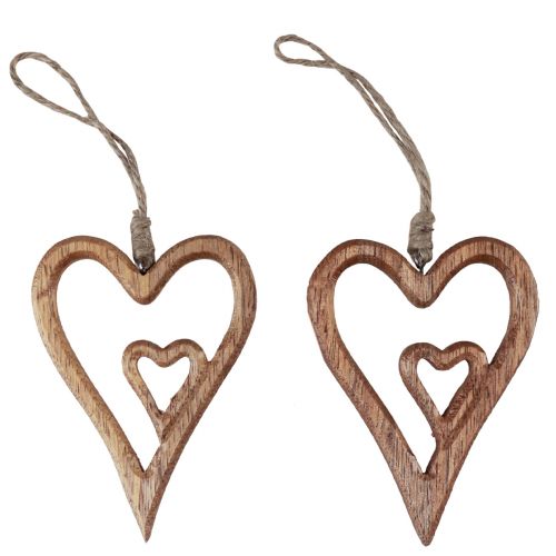 Floristik24 Houten hart naturel houten harten om op te hangen 8×11cm 4 st
