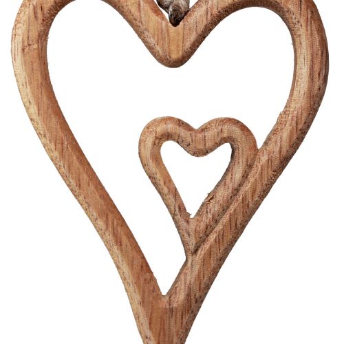 Artikel Houten hart naturel houten harten om op te hangen 8×11cm 4 st