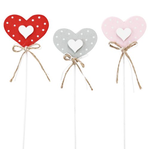 Artikel Harten gestippelde houten harten bloempluggen 6×5cm 18 st