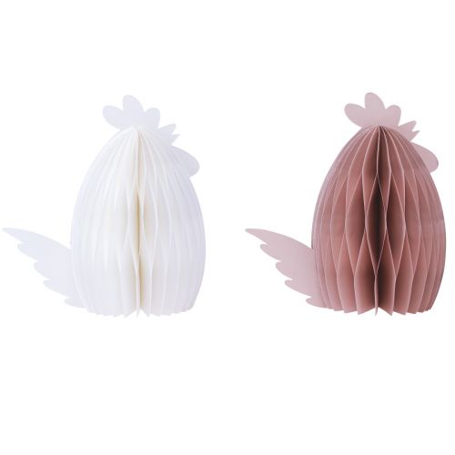 Artikel Decoratie Kip Wit Oranje Honingraat Figuren Pasen 19×12×20cm 2 st