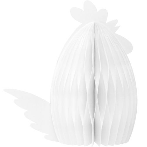 Floristik24 Decoratief kip honingraatpapier decoratiefiguur wit 28,5x15,5x30cm