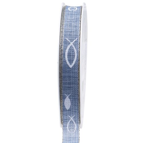 Floristik24 Cadeaulint vis lichtblauw lint maritiem 15mm 20m