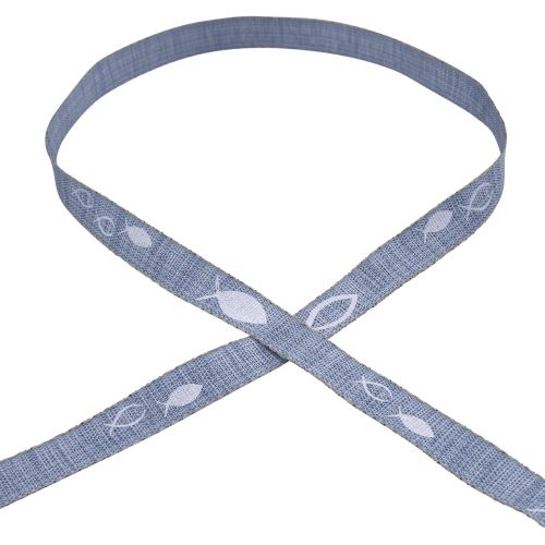 Floristik24 Cadeaulint vis lichtblauw lint maritiem 15mm 20m