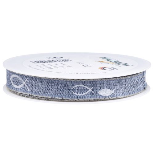 Floristik24 Cadeaulint vis lichtblauw lint maritiem 15mm 20m
