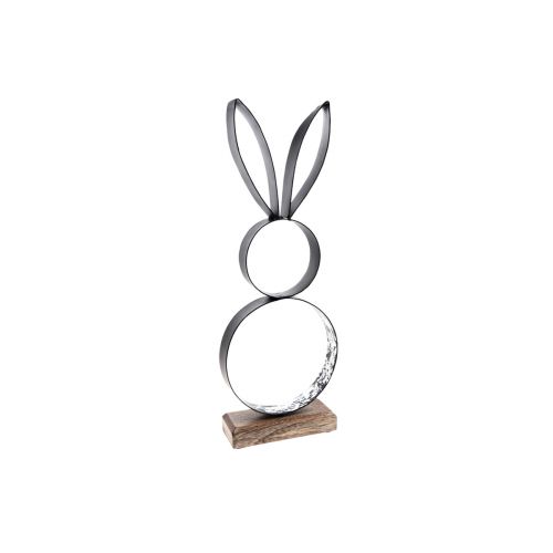 Paashaas decoratie metaal zwart zilver Paasfiguur 11×31cm