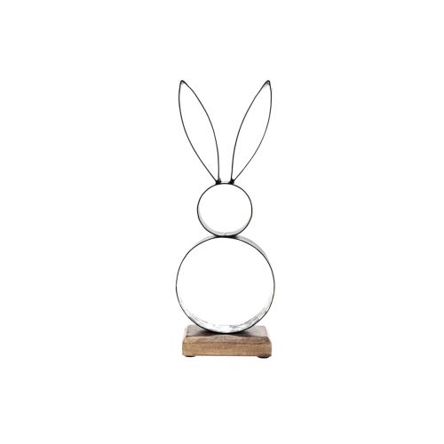 Artikel Paashaas decoratie metaal zwart zilver Paasfiguur 11×31cm