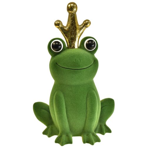 Artikel Decoratieve kikker, kikkerprins, lentedecoratie, kikker met gouden kroon groen 40,5cm